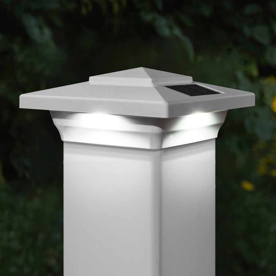 Classy Caps SL4400 4X4 White Pvc Windsor Solar Post Cap - Atlantic Lighting