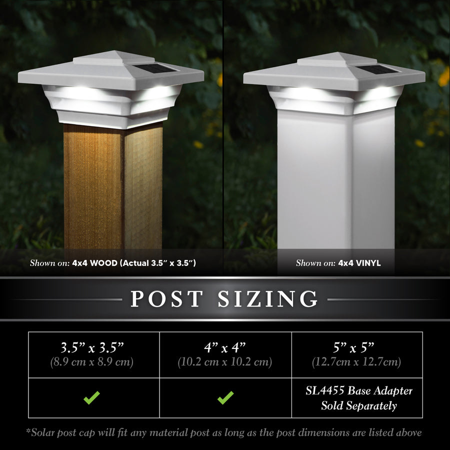 Classy Caps SL4400 4X4 White Pvc Windsor Solar Post Cap - Atlantic Lighting