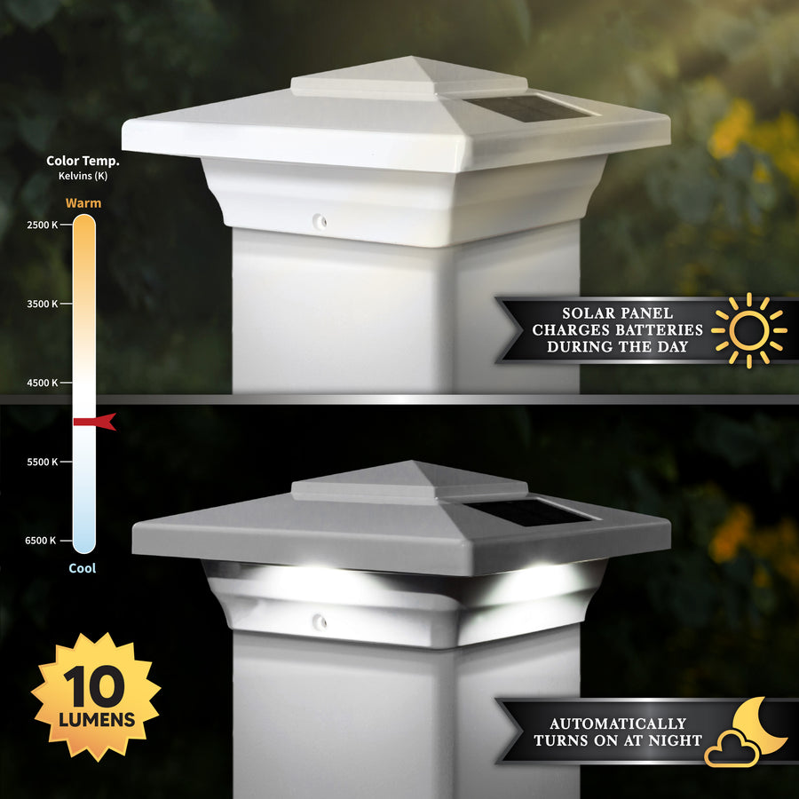 Classy Caps SL4400 4X4 White Pvc Windsor Solar Post Cap - Atlantic Lighting