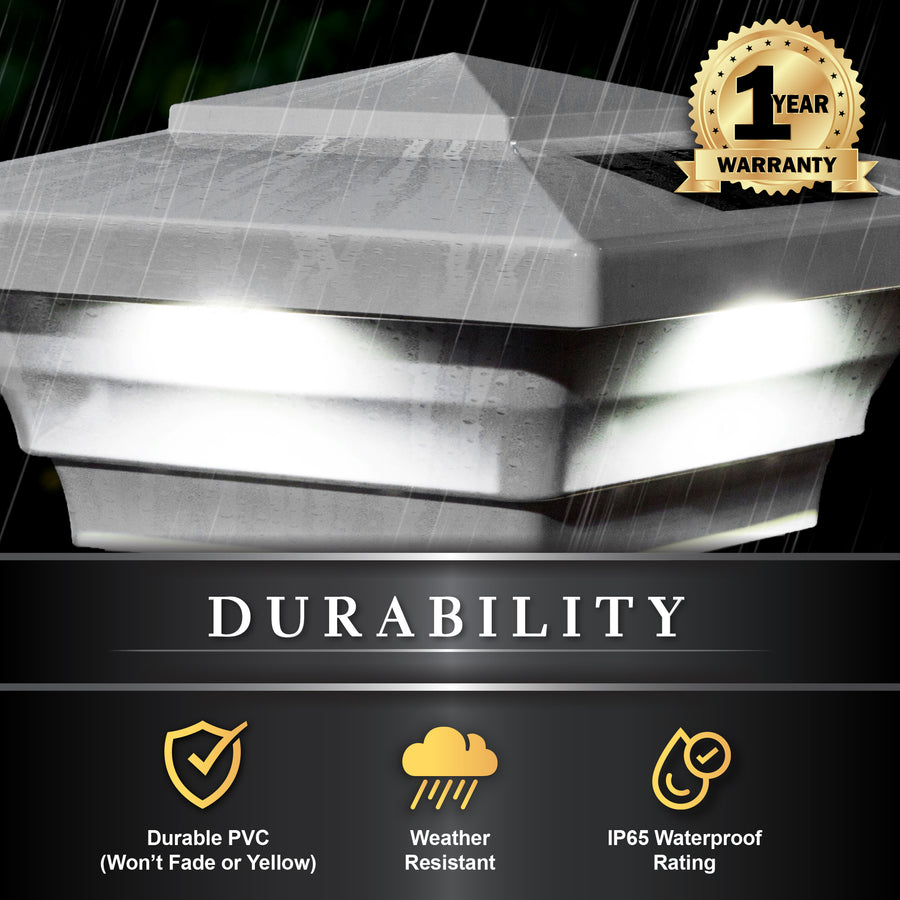 Classy Caps SL4400 4X4 White Pvc Windsor Solar Post Cap - Atlantic Lighting