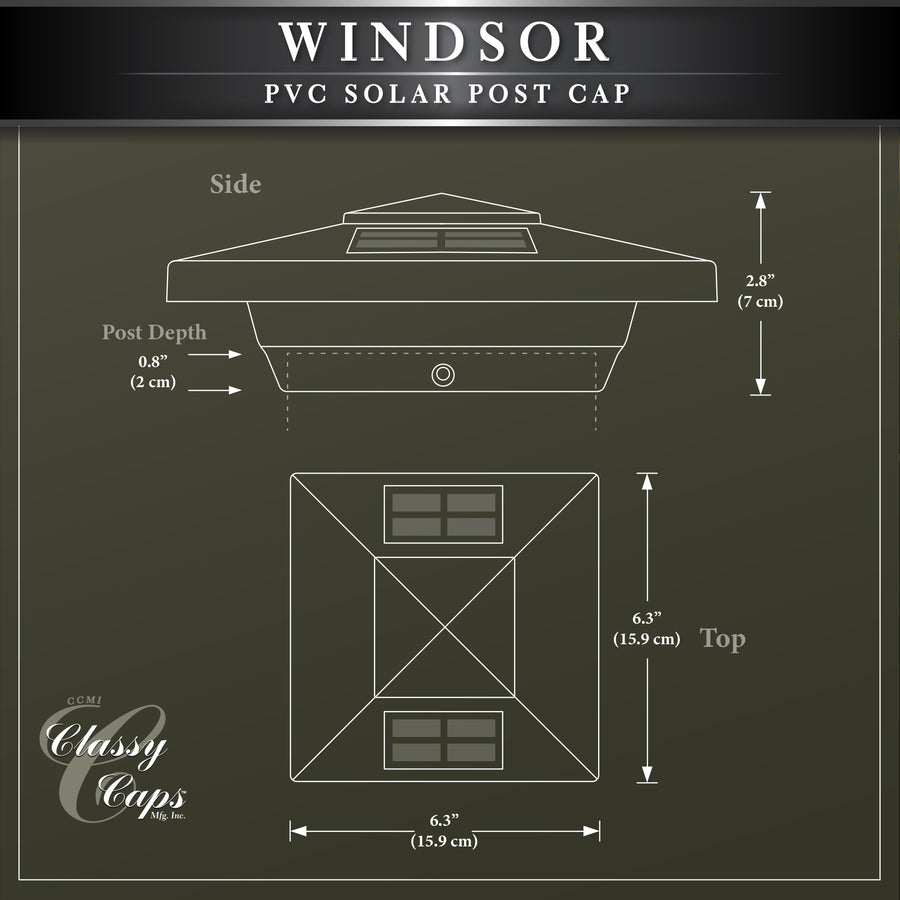 Classy Caps SL4400 4X4 White Pvc Windsor Solar Post Cap - Atlantic Lighting