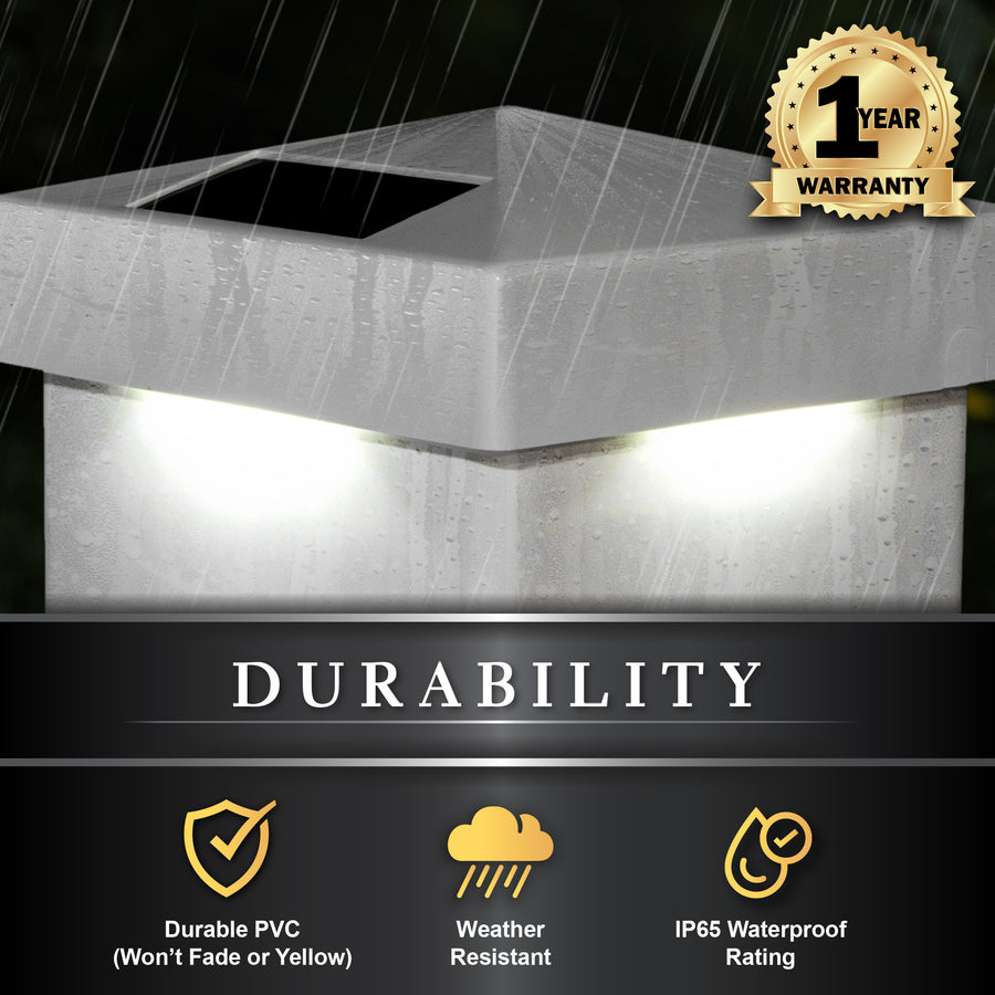 Classy Caps SL9902 5X5 White Pvc Pyramid Solar Post Cap - Atlantic Lighting