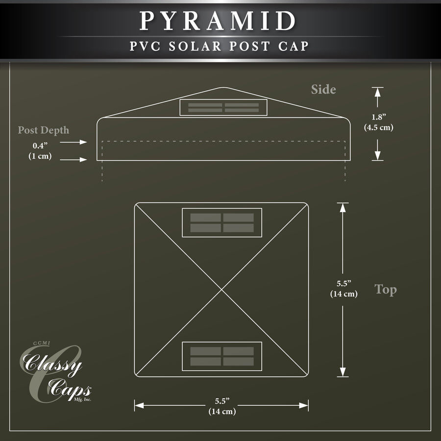 Classy Caps SL9902 5X5 White Pvc Pyramid Solar Post Cap - Atlantic Lighting