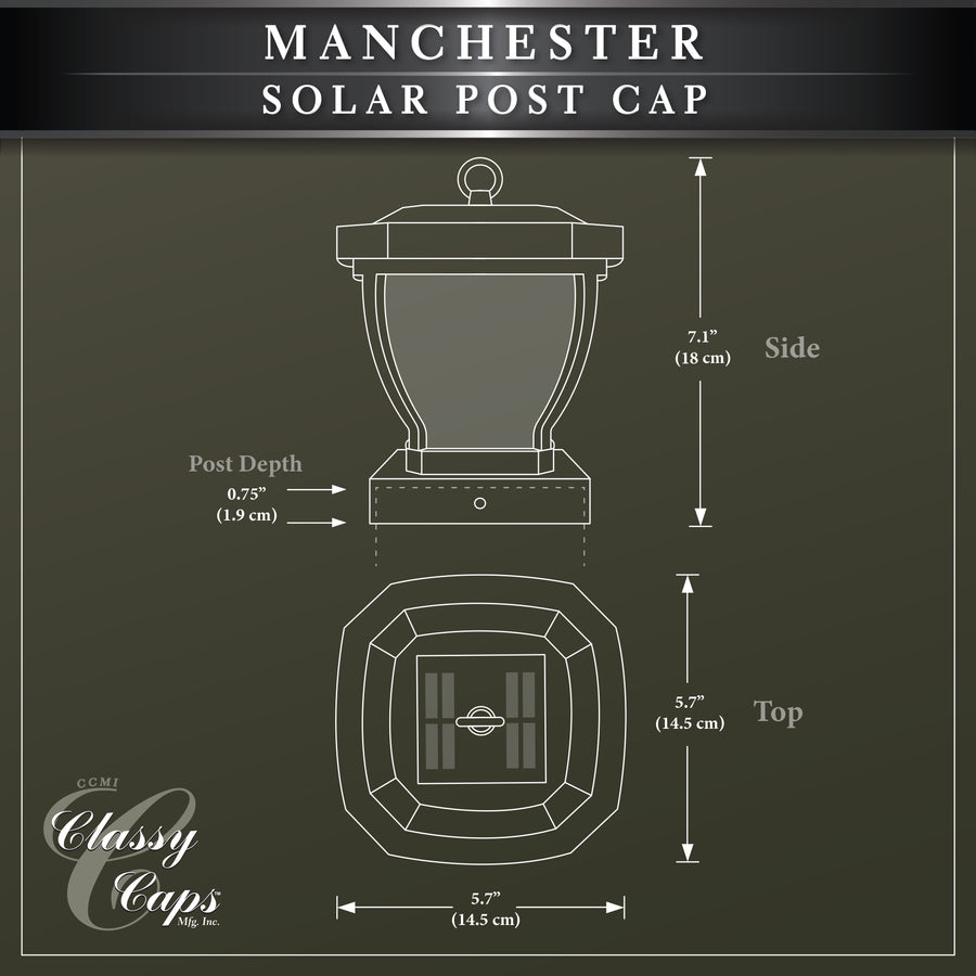 Classy Caps SL994 4X4 Dark Bronze Manchester Solar Post Cap - Atlantic Lighting