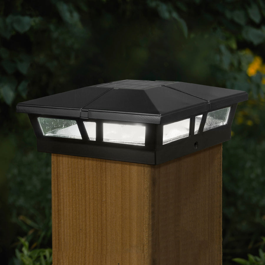 Classy Caps SLC771B 6X6 Black Aluminum Cambridge Solar Post Cap - Atlantic Lighting