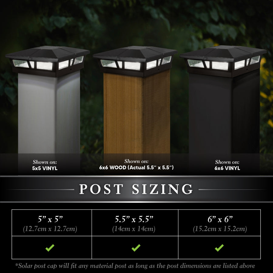 Classy Caps SLC771B 6X6 Black Aluminum Cambridge Solar Post Cap - Atlantic Lighting