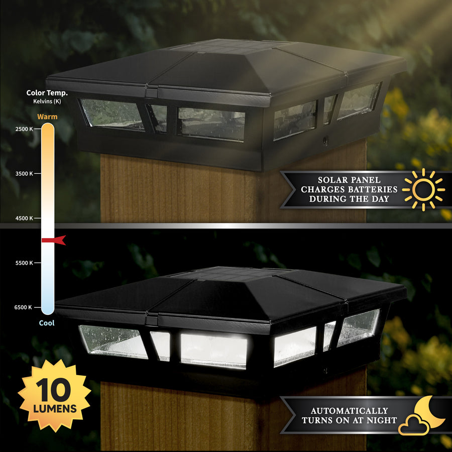 Classy Caps SLC771B 6X6 Black Aluminum Cambridge Solar Post Cap - Atlantic Lighting