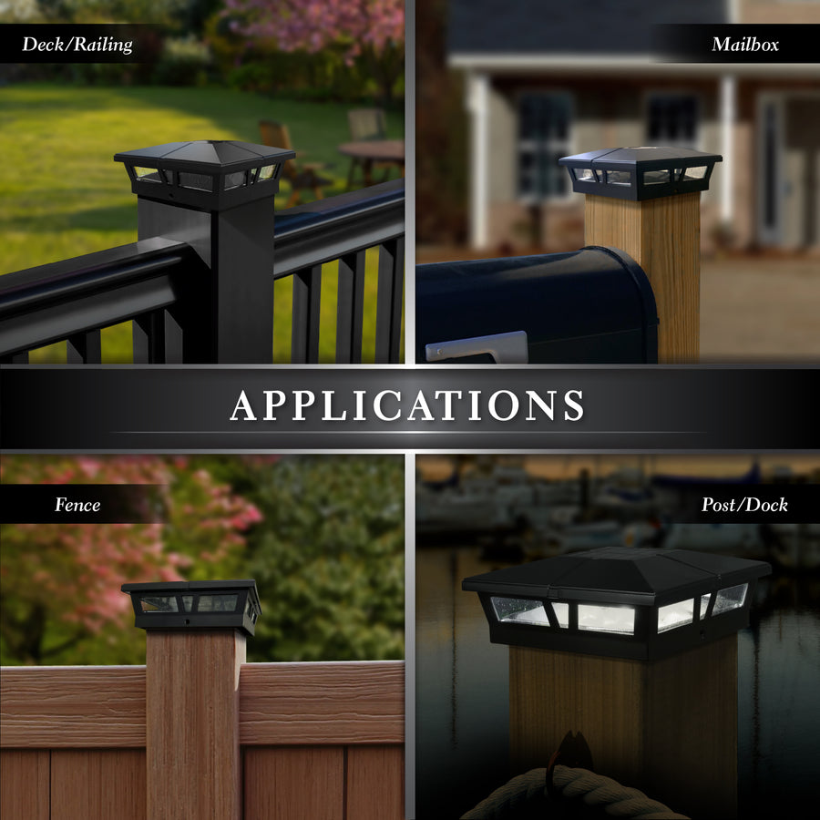 Classy Caps SLC771B 6X6 Black Aluminum Cambridge Solar Post Cap - Atlantic Lighting
