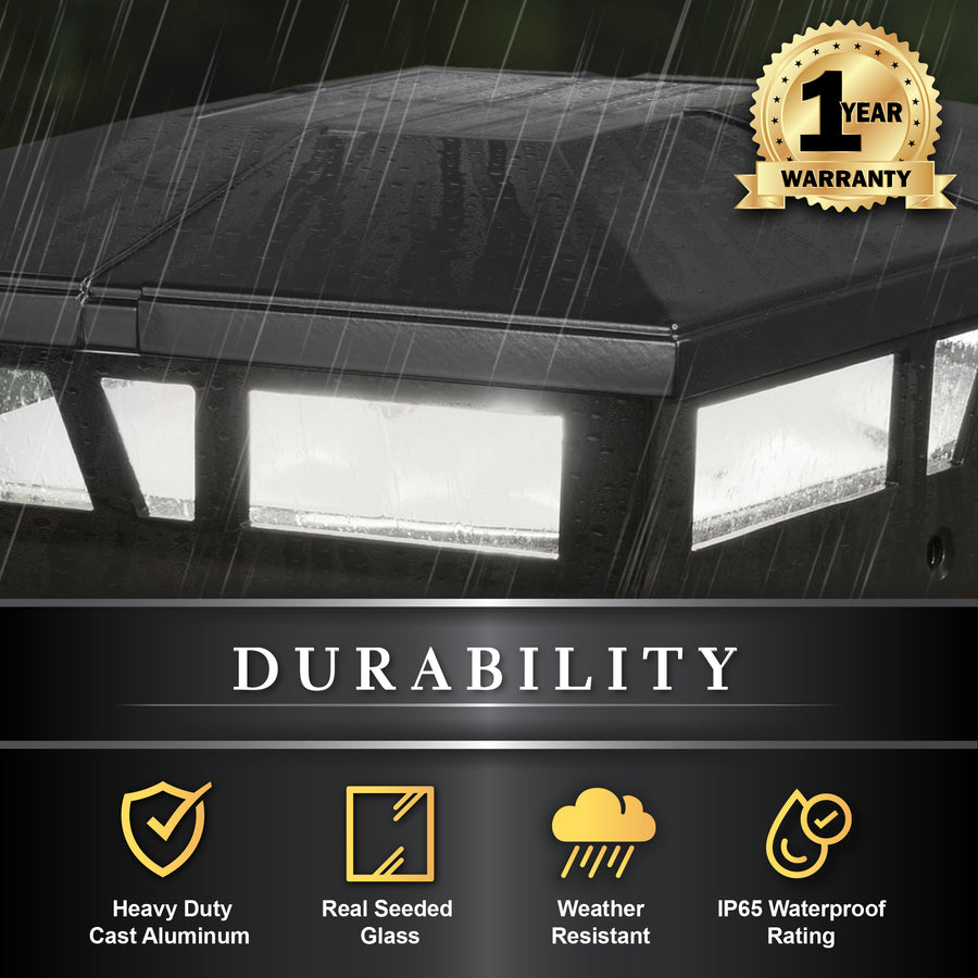 Classy Caps SLC771B 6X6 Black Aluminum Cambridge Solar Post Cap - Atlantic Lighting