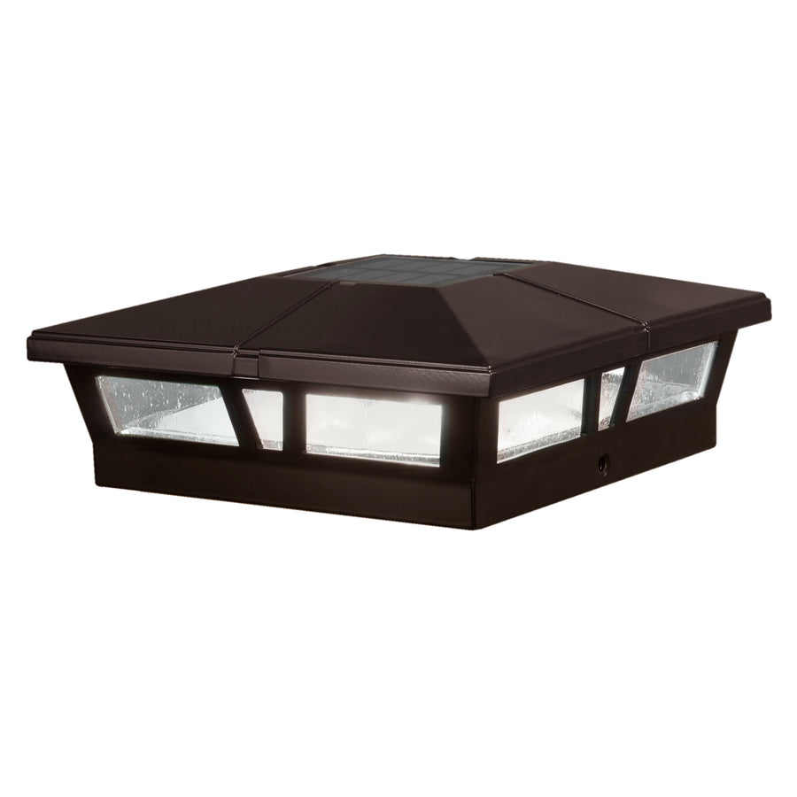 Classy Caps SLC771C 6X6 Brown Aluminum Cambridge Solar Post Cap - Atlantic Lighting