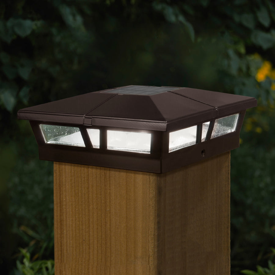 Classy Caps SLC771C 6X6 Brown Aluminum Cambridge Solar Post Cap - Atlantic Lighting