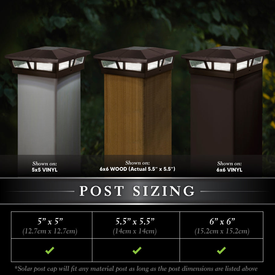Classy Caps SLC771C 6X6 Brown Aluminum Cambridge Solar Post Cap - Atlantic Lighting