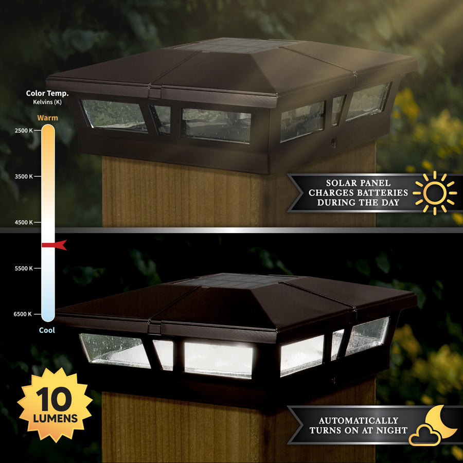 Classy Caps SLC771C 6X6 Brown Aluminum Cambridge Solar Post Cap - Atlantic Lighting