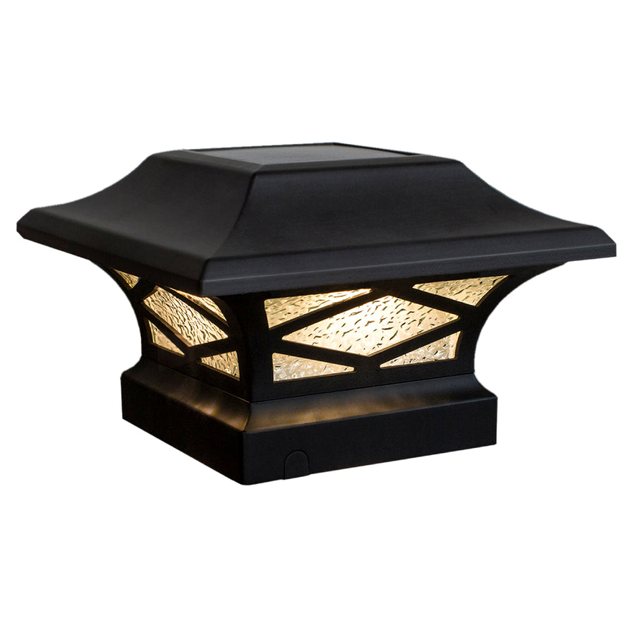 Classy Caps SLK807B Kingsbridge Black Dual Lighted Solar Post Cap - Atlantic Lighting