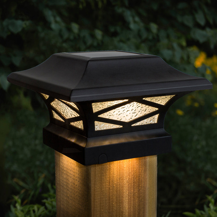 Classy Caps SLK807B Kingsbridge Black Dual Lighted Solar Post Cap - Atlantic Lighting