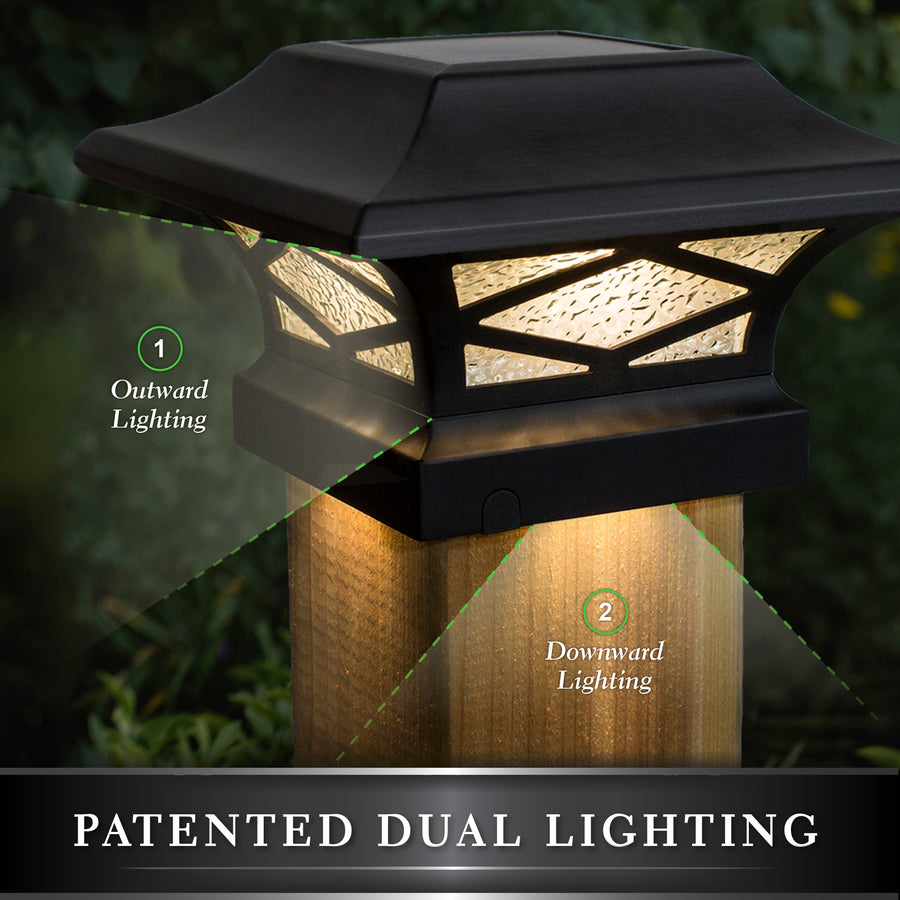 Classy Caps SLK807B Kingsbridge Black Dual Lighted Solar Post Cap - Atlantic Lighting
