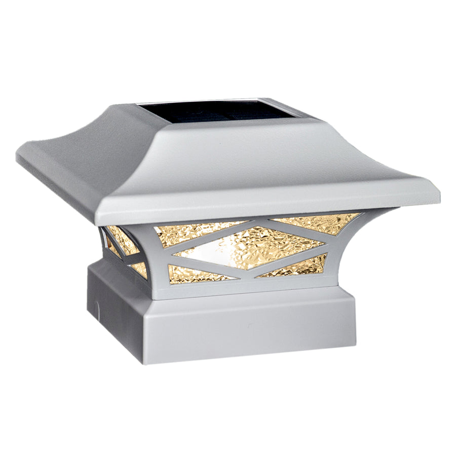 Classy Caps SLK807W Kingsbridge White Dual Lighted Solar Post Cap - Atlantic Lighting