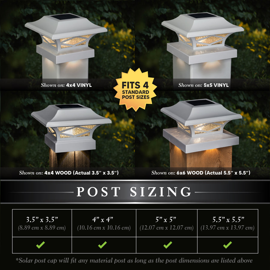 Classy Caps SLK807W Kingsbridge White Dual Lighted Solar Post Cap - Atlantic Lighting