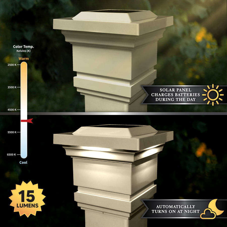 Classy Caps SLO74T 4X4 Tan Pvc Classy Solar Post Cap - Atlantic Lighting