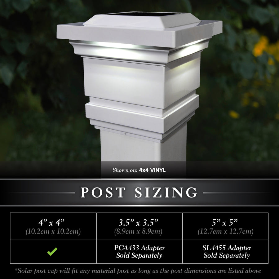Classy Caps SLO74W 4X4 White Pvc Classy Solar Post Cap - Atlantic Lighting