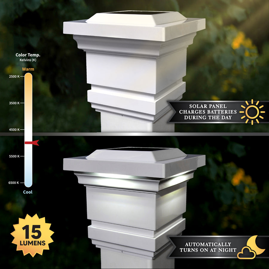 Classy Caps SLO74W 4X4 White Pvc Classy Solar Post Cap - Atlantic Lighting