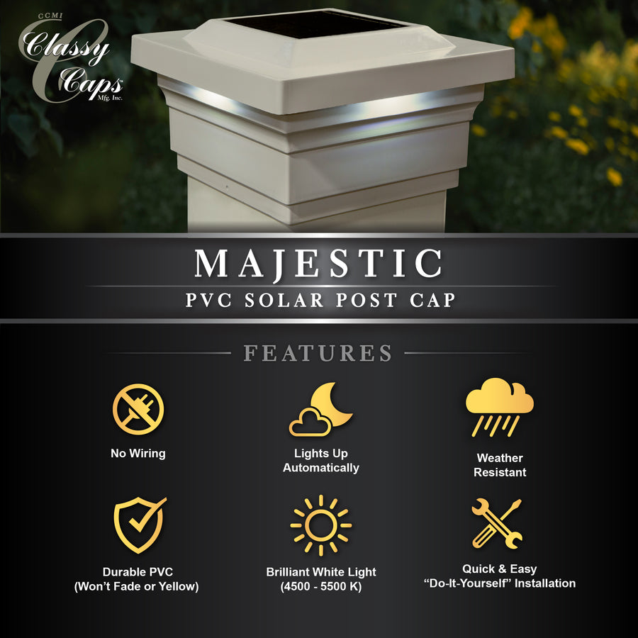 Classy Caps SLO75T 5X5 Tan Pvc Majestic Solar Post Cap - Atlantic Lighting