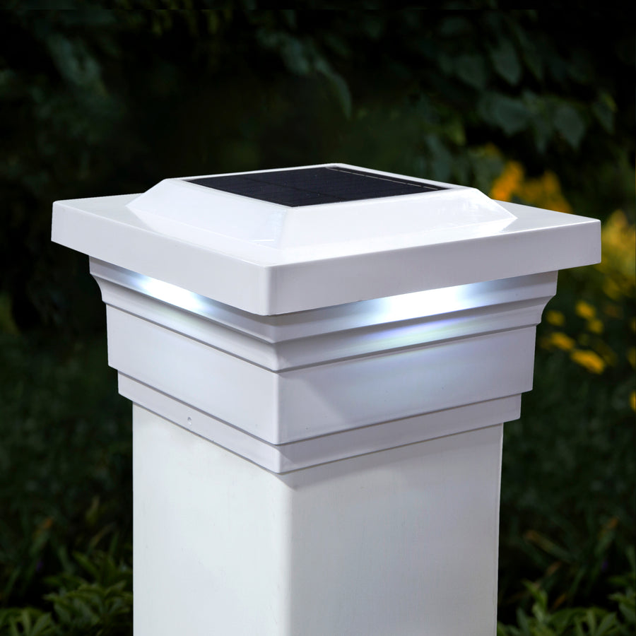 Classy Caps SLO75W 5X5 White Pvc Majestic Solar Post Cap - Atlantic Lighting
