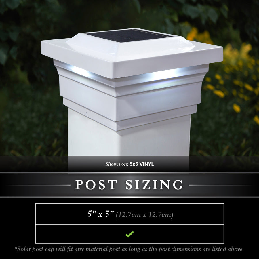 Classy Caps SLO75W 5X5 White Pvc Majestic Solar Post Cap - Atlantic Lighting