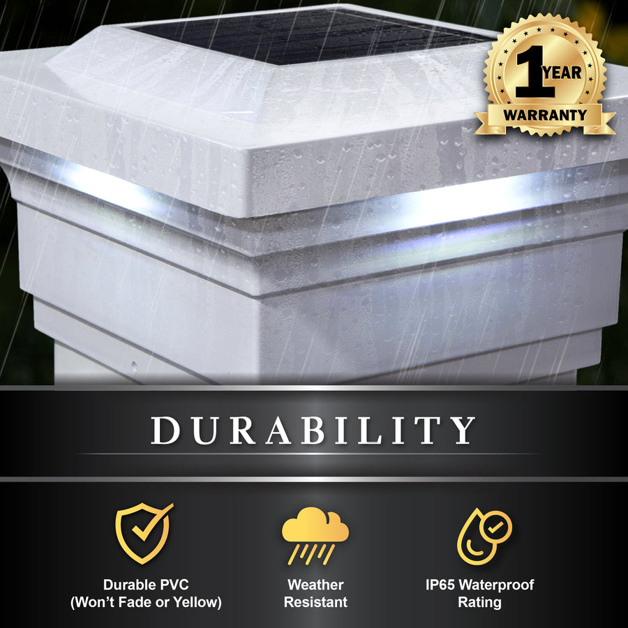 Classy Caps SLO75W 5X5 White Pvc Majestic Solar Post Cap - Atlantic Lighting