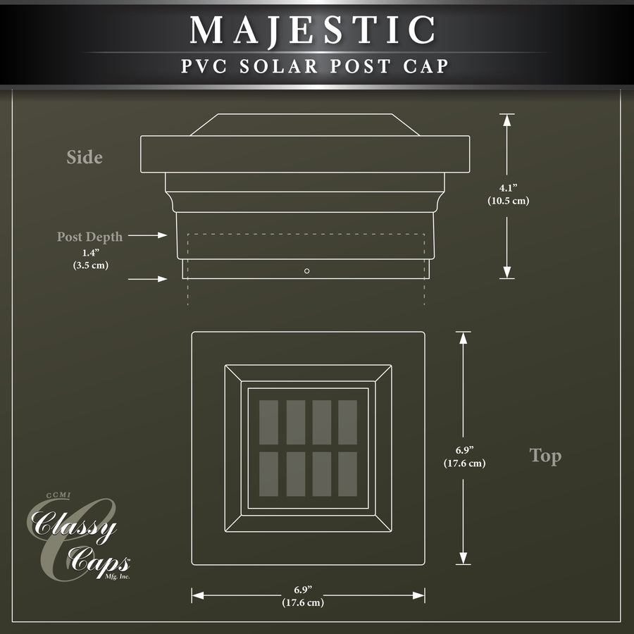 Classy Caps SLO75W 5X5 White Pvc Majestic Solar Post Cap - Atlantic Lighting