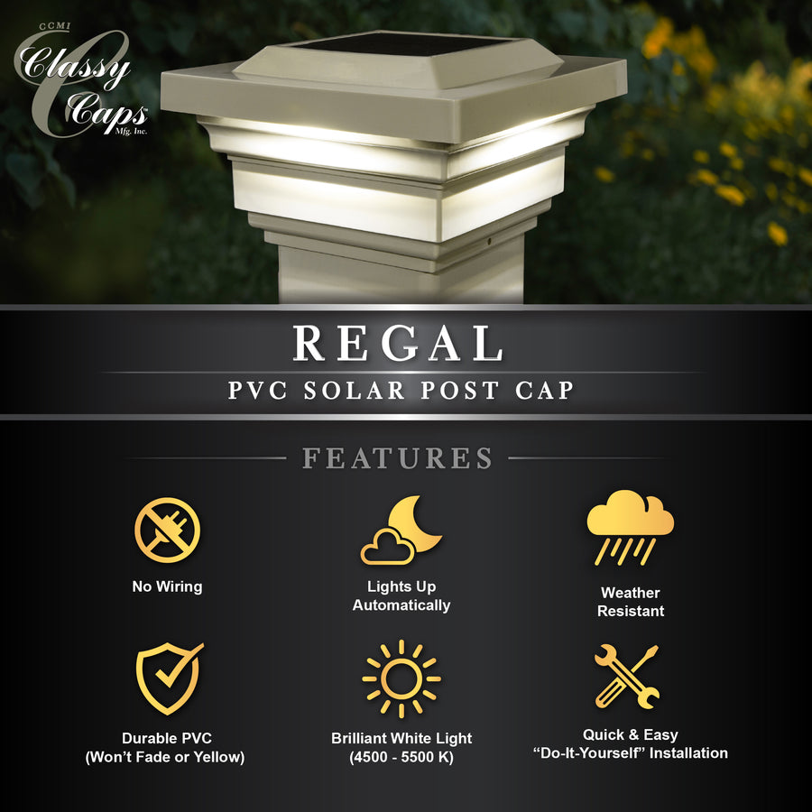 Classy Caps SLO78T 4X4 Tan Pvc Regal Solar Post Cap - Atlantic Lighting