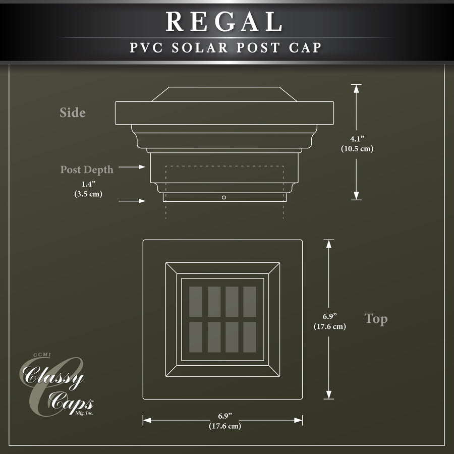 Classy Caps SLO78T 4X4 Tan Pvc Regal Solar Post Cap - Atlantic Lighting