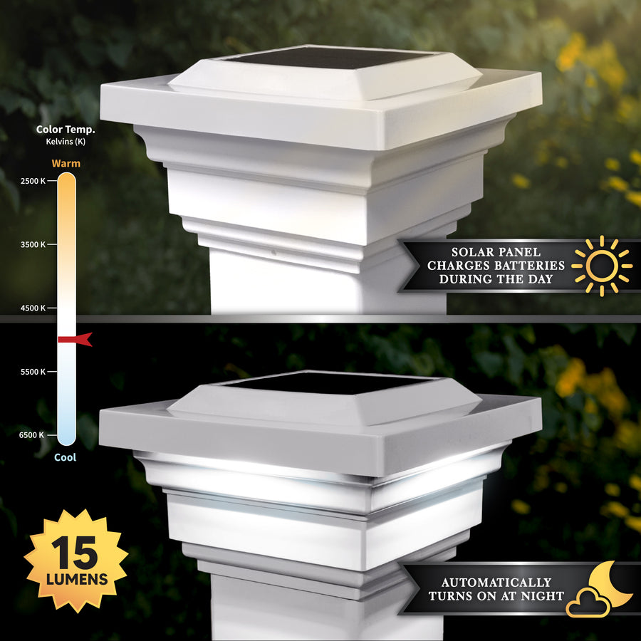 Classy Caps SLO78W 4X4 White Pvc Regal Solar Post Cap - Atlantic Lighting