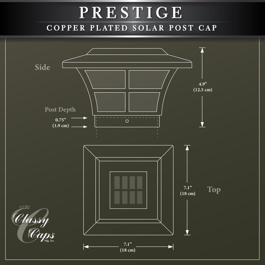 Classy Caps SLO79C 4X4 Copper Plated Prestige Solar Post Cap - Atlantic Lighting