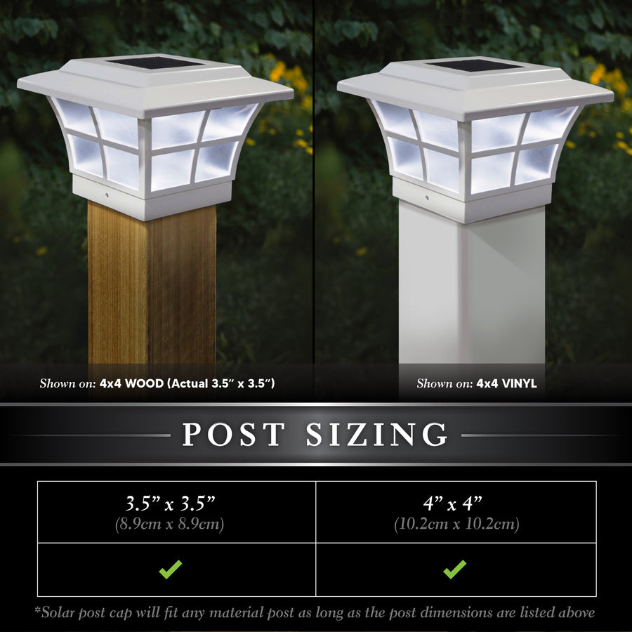 Classy Caps SLO79W 4X4 White Pvc Prestige Solar Post Cap - Atlantic Lighting