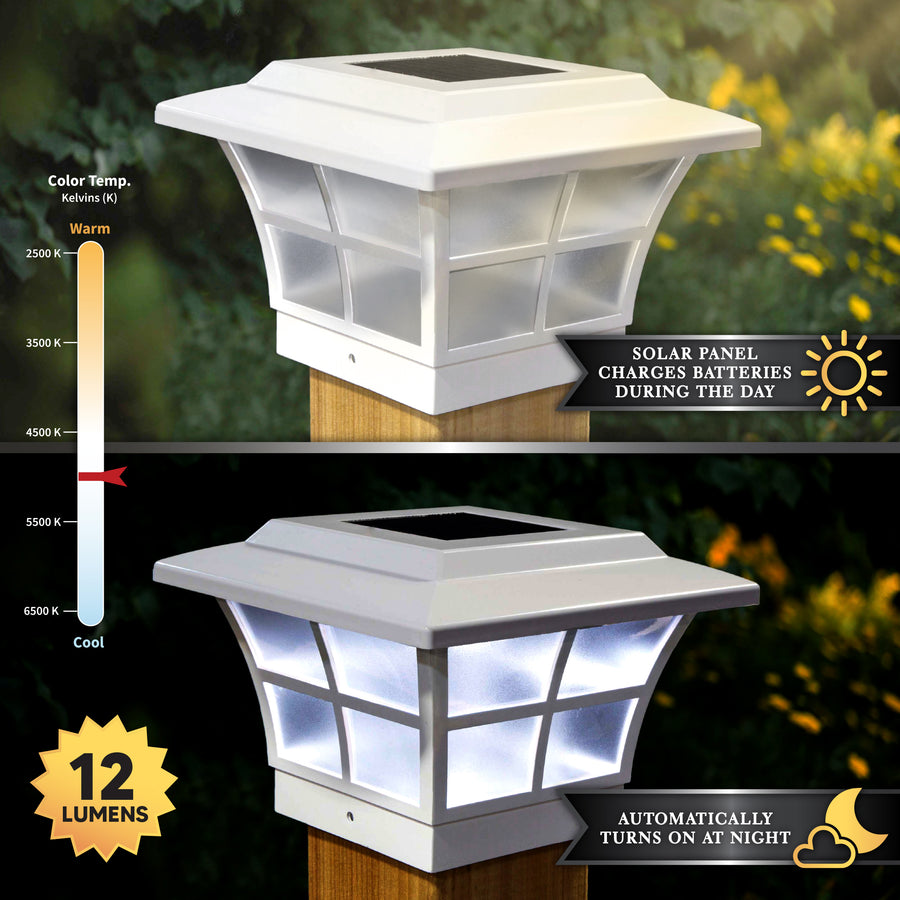 Classy Caps SLO79W 4X4 White Pvc Prestige Solar Post Cap - Atlantic Lighting