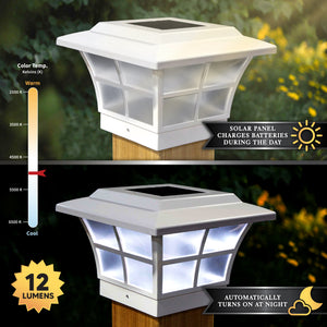 Classy Caps 4X4 White Pvc Prestige Solar Post Cap SLO79W