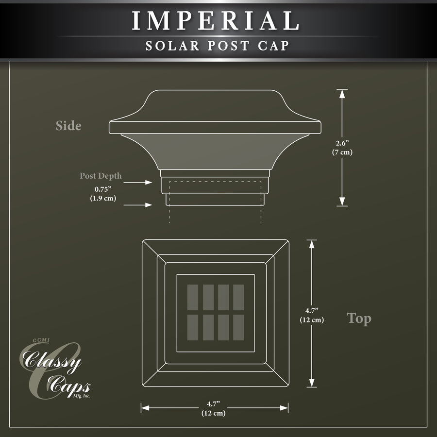 Classy Caps SLO82B 2.5X2.5 Black Aluminum Imperial Solar Post Cap - Atlantic Lighting