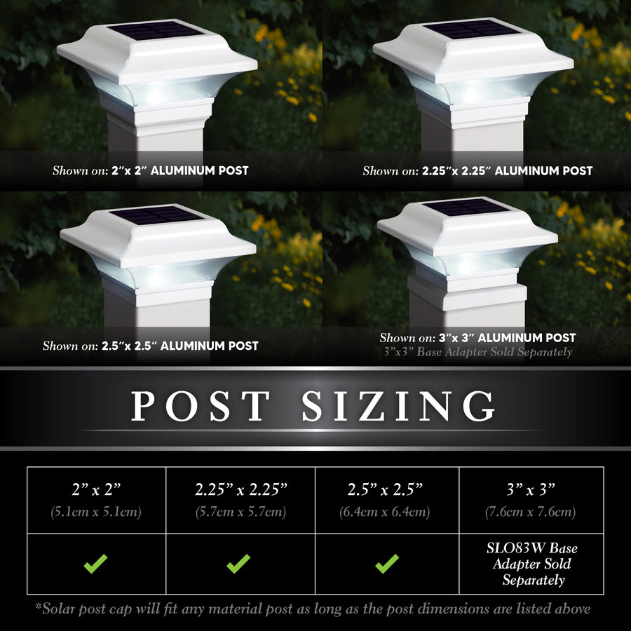 Classy Caps SLO82W 2.5X2.5 White Aluminum Imperial Solar Post Cap - Atlantic Lighting