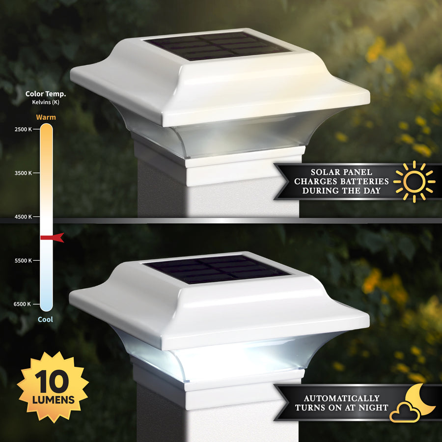 Classy Caps SLO82W 2.5X2.5 White Aluminum Imperial Solar Post Cap - Atlantic Lighting