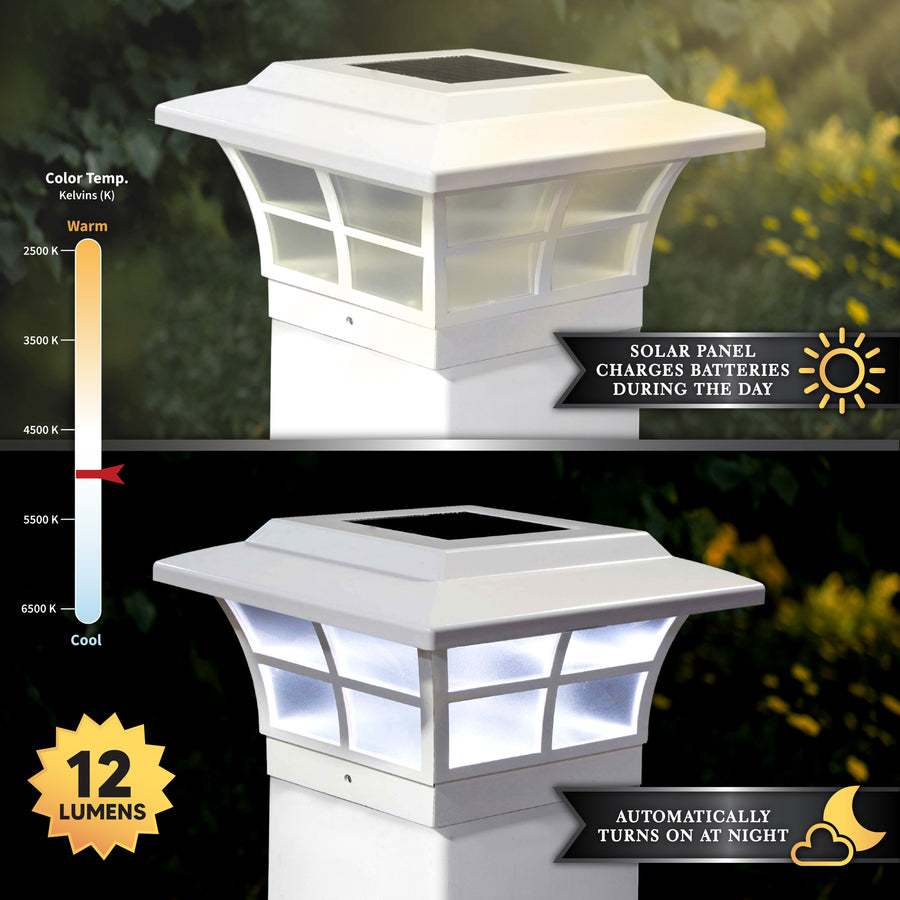 Classy Caps SLO85 5X5 White Pvc Prestige Solar Post Cap - Atlantic Lighting