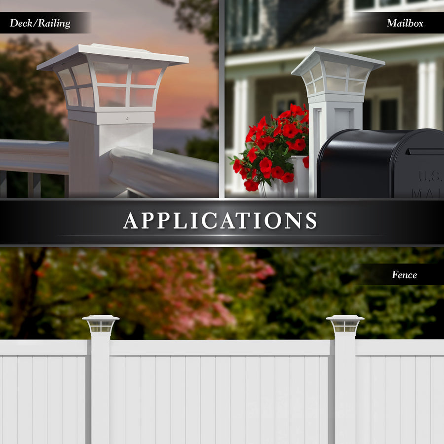 Classy Caps SLO85 5X5 White Pvc Prestige Solar Post Cap - Atlantic Lighting