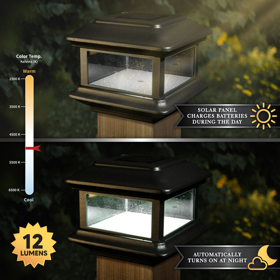 Classy Caps SLO88 4X4 Black Aluminum Colonial Solar Post Cap - Atlantic Lighting