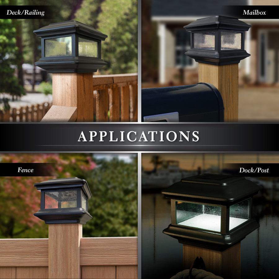 Classy Caps SLO88 4X4 Black Aluminum Colonial Solar Post Cap - Atlantic Lighting