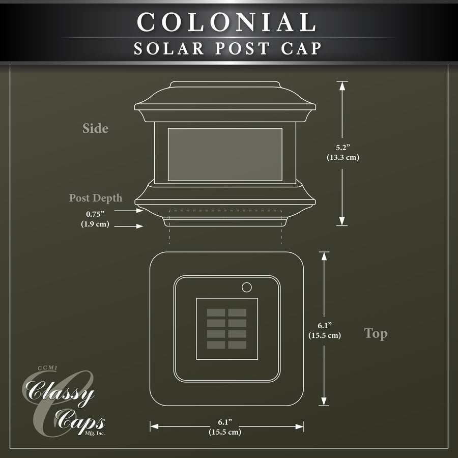Classy Caps SLO88 4X4 Black Aluminum Colonial Solar Post Cap - Atlantic Lighting