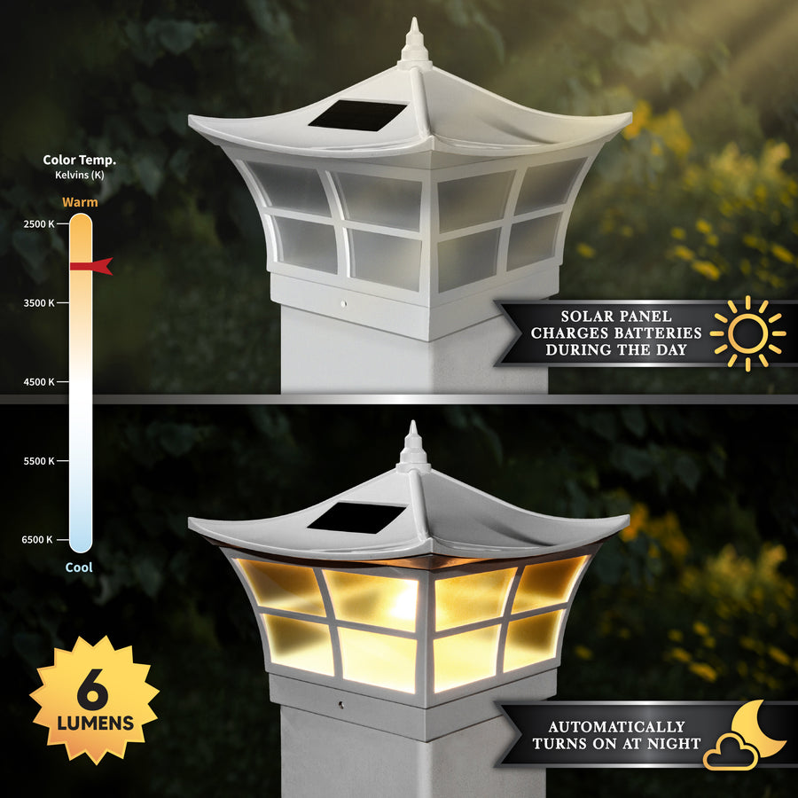 Classy Caps SLO92 5X5 White Pvc Ambience Solar Post Cap - Atlantic Lighting