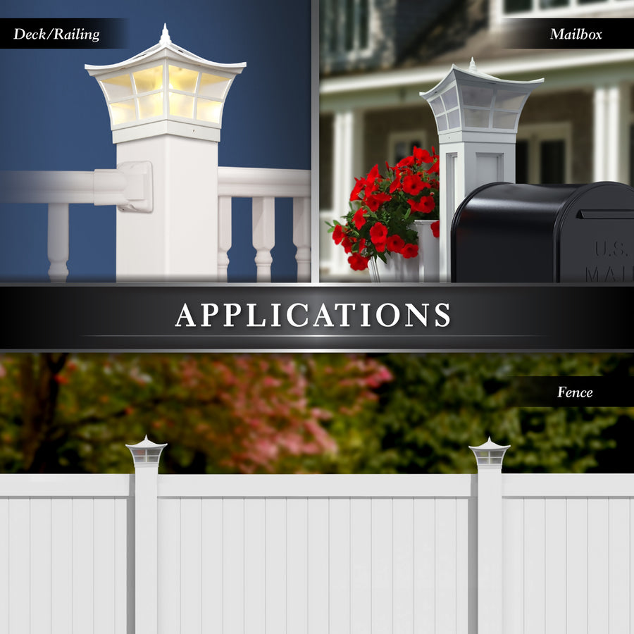 Classy Caps SLO92 5X5 White Pvc Ambience Solar Post Cap - Atlantic Lighting