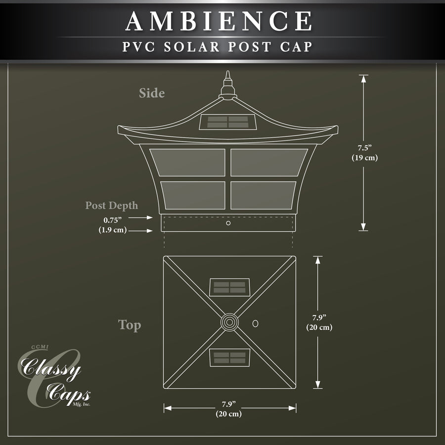 Classy Caps SLO92 5X5 White Pvc Ambience Solar Post Cap - Atlantic Lighting