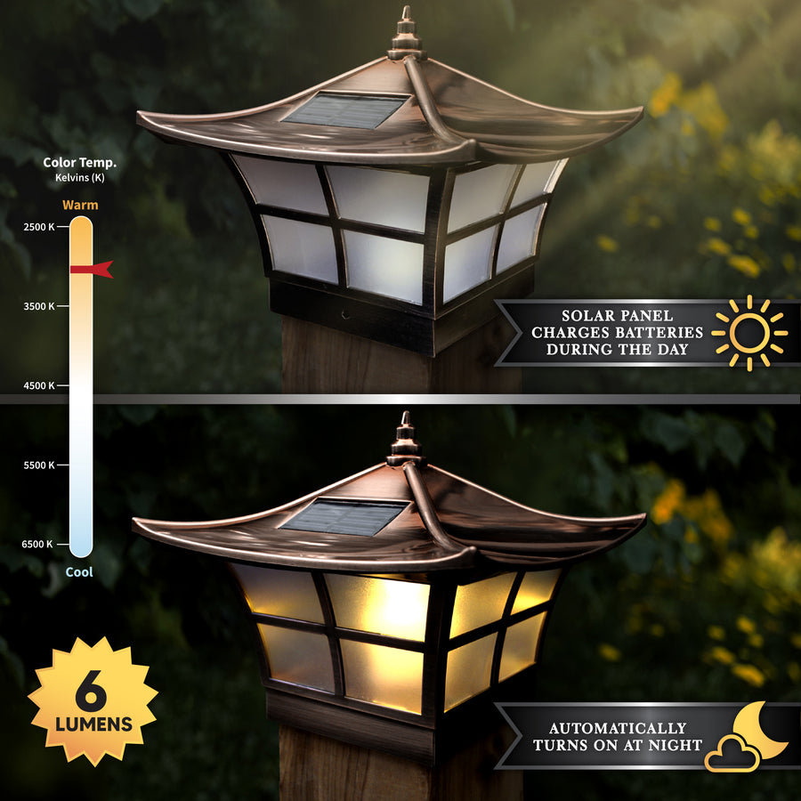 Classy Caps SLO94 4X4 Copper Plated Ambience Solar Post Cap - Atlantic Lighting