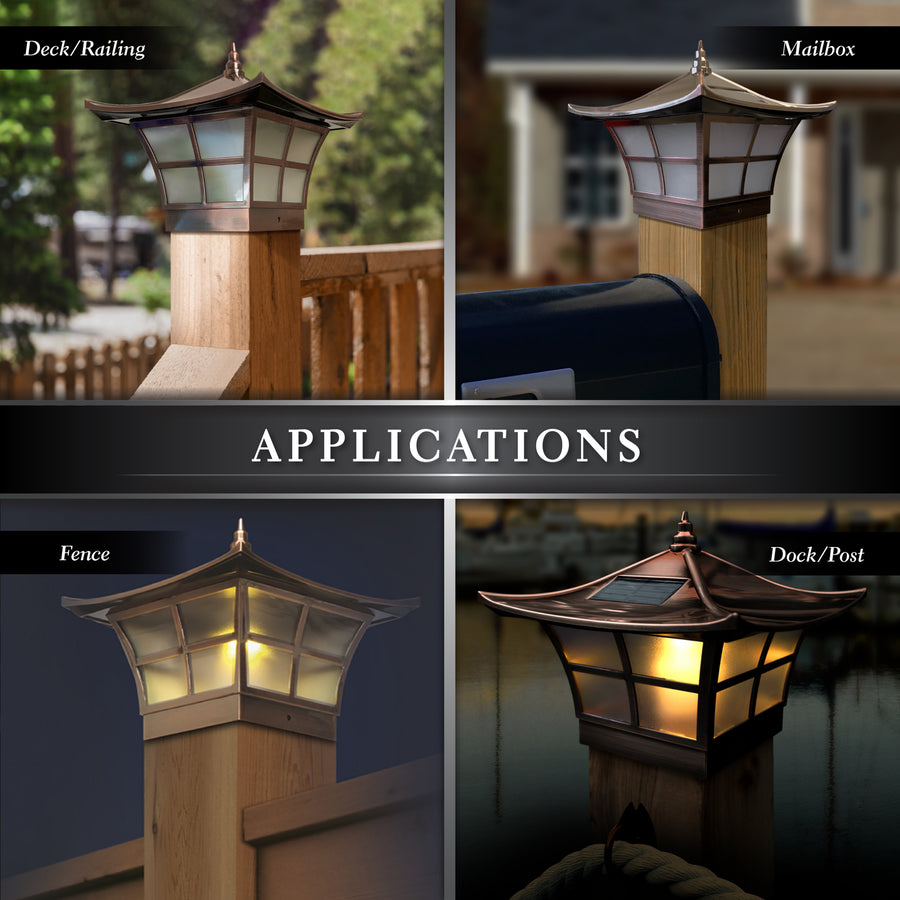 Classy Caps SLO94 4X4 Copper Plated Ambience Solar Post Cap - Atlantic Lighting